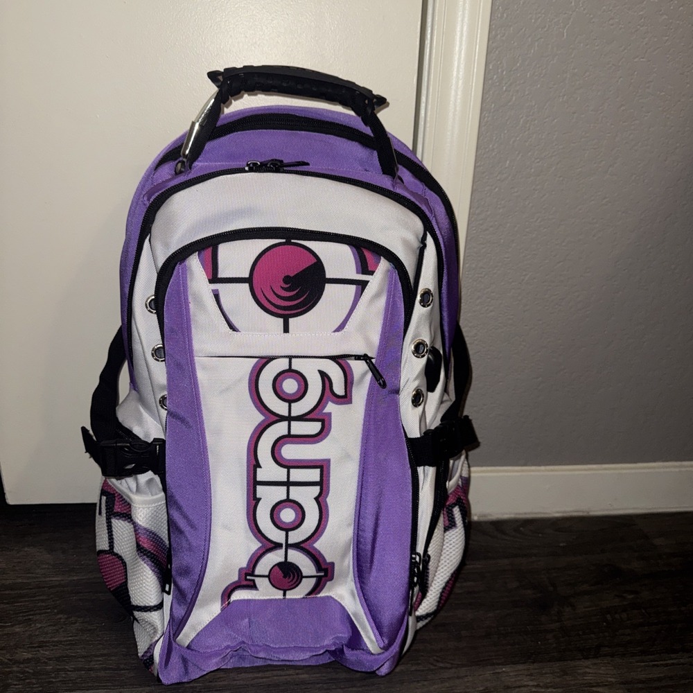 Bang Energy Drink Laptop Utility Backpack Purple White Black Tech Gym School Bag
